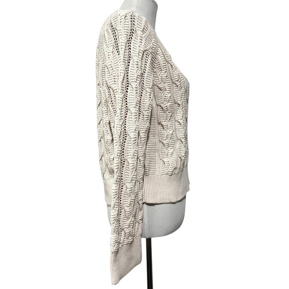 VELVET Graham & Spencer Sweater Dennie Boat Neck Cable Knit Cream Pullover Sz S - Picture 7 of 9